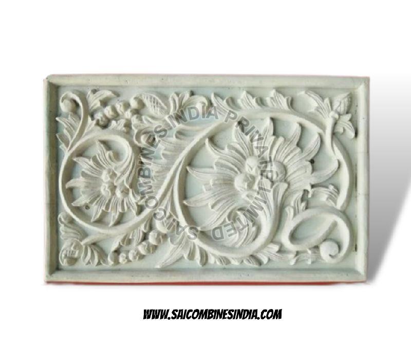 FLOWER CARVING WHITE MARBLE STONE WALL PANEL