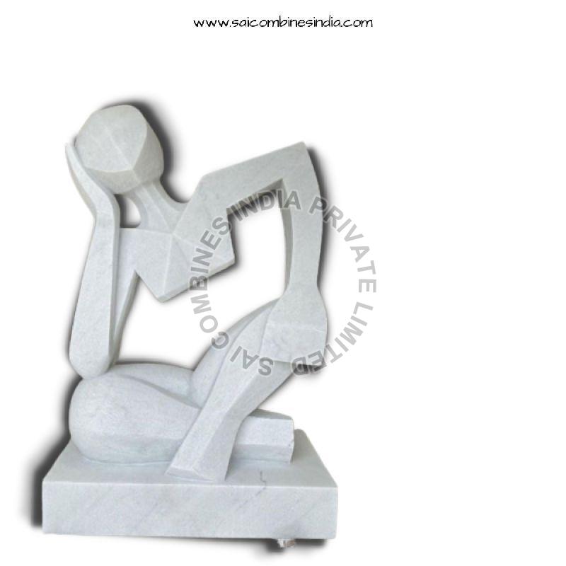 HUMAN BODY ABSTRACT WHITE  MARBLE SCULPTURE