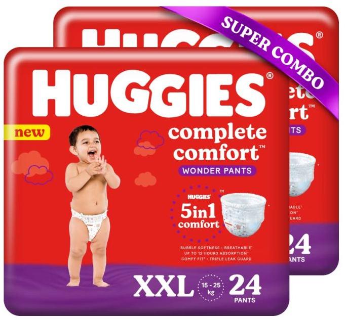 Huggies Complete Comfort Wonder Pants, Double Extra Large (15-25kg) Size,(48 count) Baby Diaper Pant