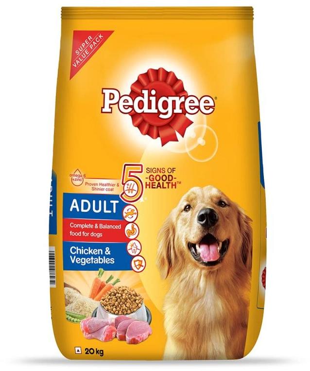Pedigree Adult Dry Dog Food, Chicken &amp;amp; Vegetables Flavour, 20kg Pack