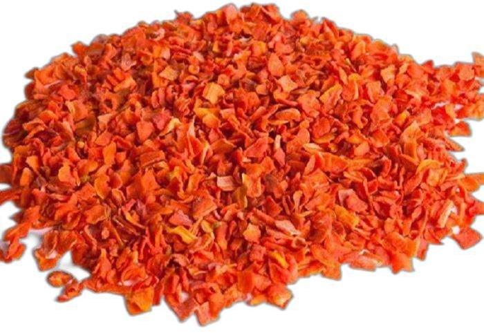 Orange Organic Dehydrated Carrot Flakes, Packaging Size : 25 Kg