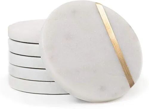 Round Polished Marble Coasters, for Tableware, Feature : Dustproof, Unbreakable Nature