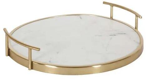 Polished Round Marble Tray, for Food Serving, Size : Multisize