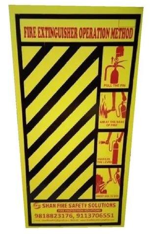 Rectangular PVC Fire Extinguishers Sign, Color : Yellow Black