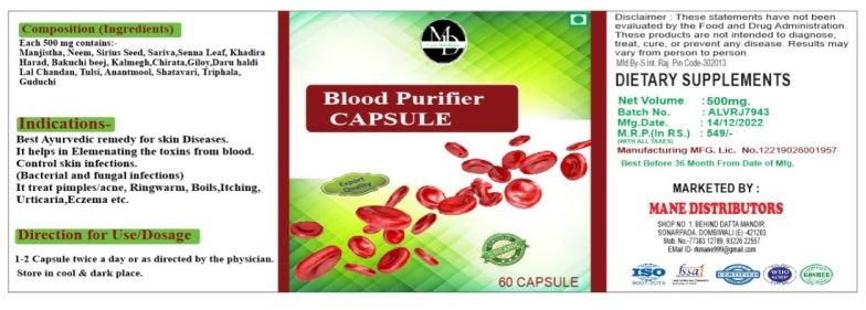 MD Blood Purifier Capsule, for Hospital, Clinical, Personal, Packaging Type : Bottles