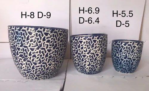 Zoya Handicrafts Ceramic Temper Pot Set, for Home Decor, Size : D-9 Inches