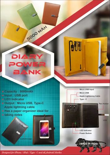 Power Bank Diary, Color : Brown