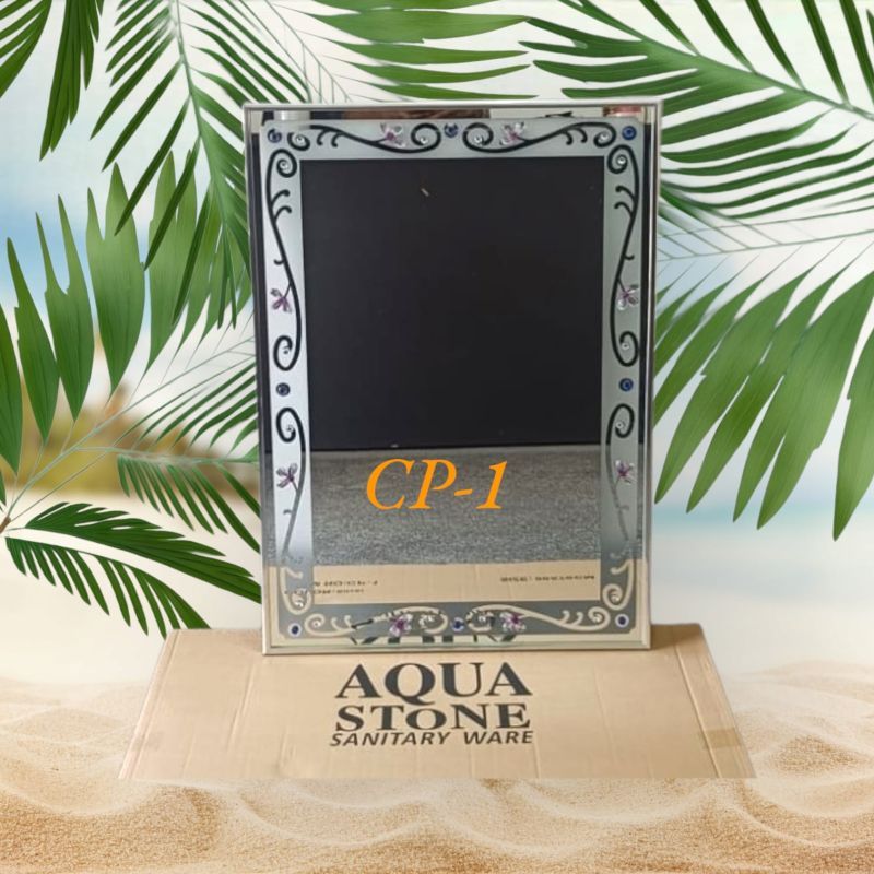Aqua stone Polished Glass decorative mirror, Frame Material : Aluminium