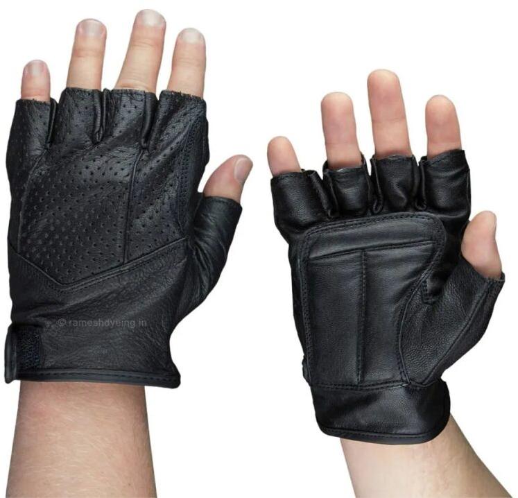 Plain Leather Fingerless Gloves, Size : 10x3 inch