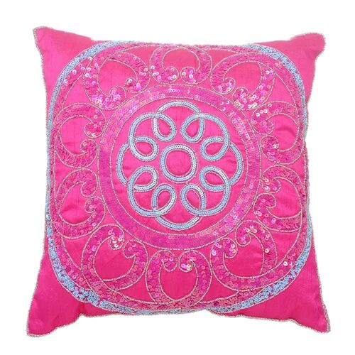 Square Embroidered Cushion, Color : Pink