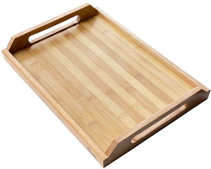 Brown Rectengular Plain Polished Bamboo Serving Tray, for Homes, Hotels, Restaurants, Size : Standard