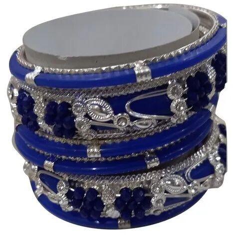 Glass Blue Pearl Plastic Bangle, Occasion : Party Wear