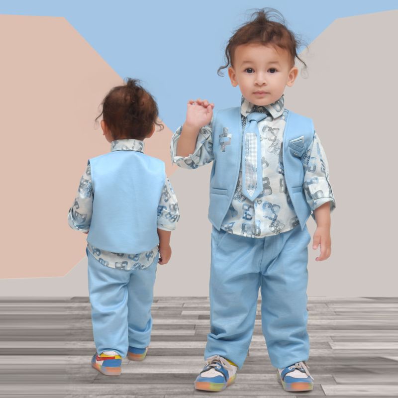 MM774 Sky Blue Boys Pant Shirt Jacket Bow Tie Set