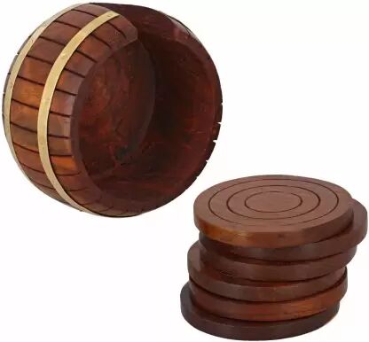 HOMES CROWN Round wooden coaster