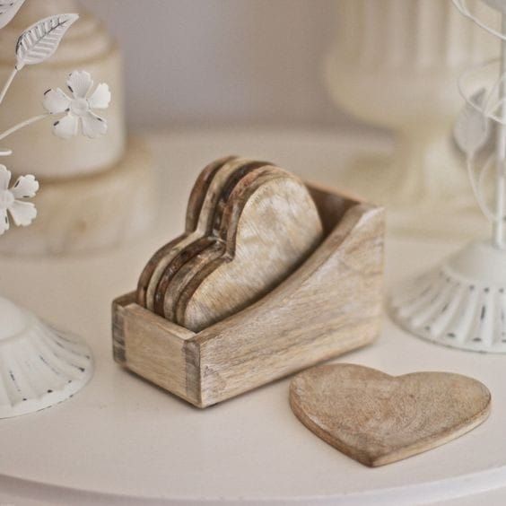Wooden heart coaster, for Decoration Use, Hotel Use, Restaurant Use, Tableware, Feature : Light Weight