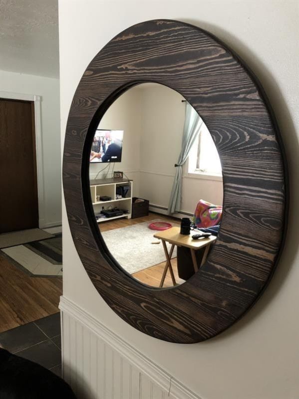 Polished wooden mirror frame, for Hotel, Home, Size : Multisize