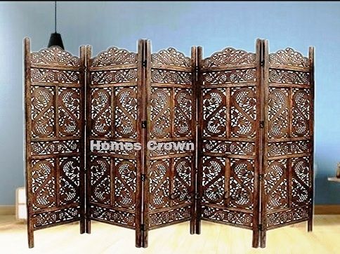 Wooden screen 5 panel foldable partition, for Home, Office, living room, garden, Style : Modern