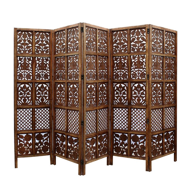 wooden screen 5 panel foldable partition