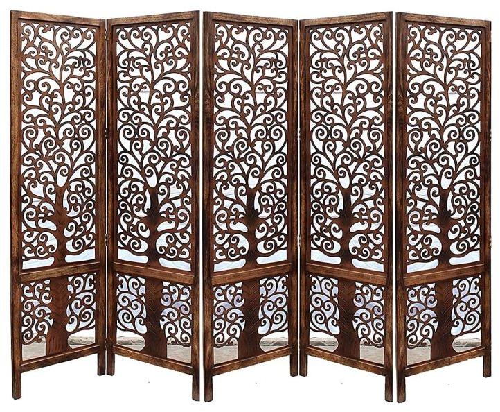 wooden screen 5 panel foldable partition