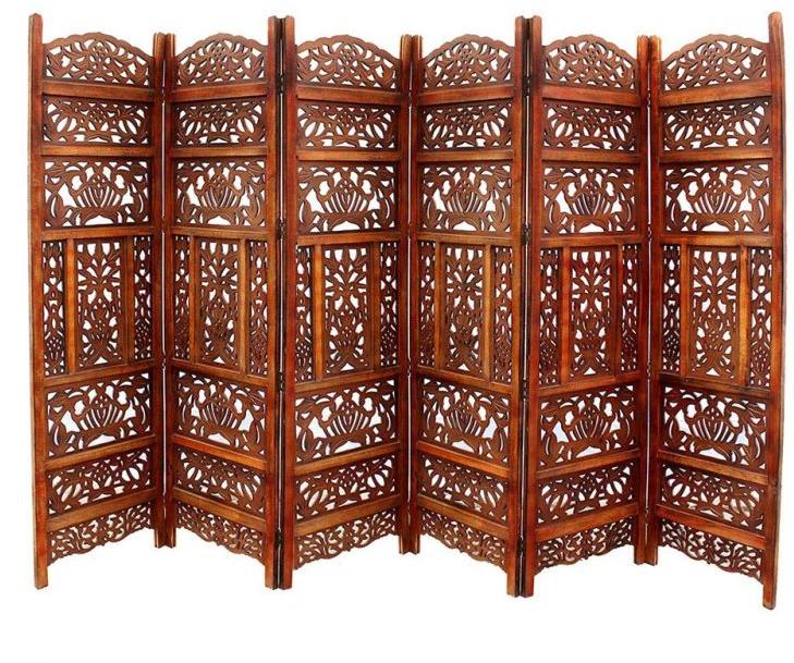 wooden screen 6 panel foldable partition