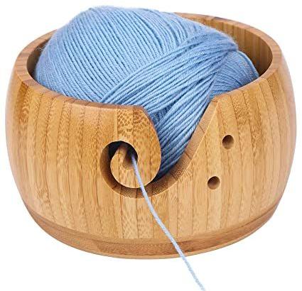 Round Wooden Yarn Bowl, for Home, Pattern : Plain
