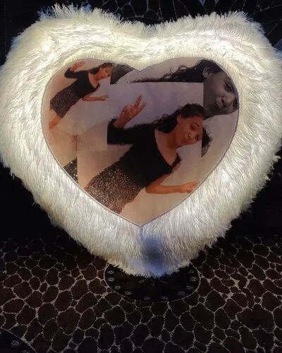 Heart LED Fur Cushion, for Gift, Color : White