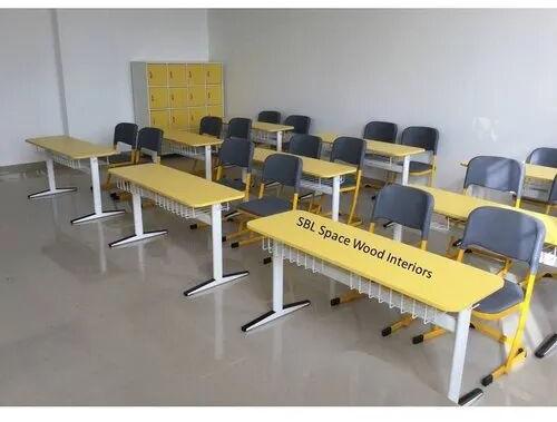 Class Room Wooden Furniture, Color : Yellow Gray