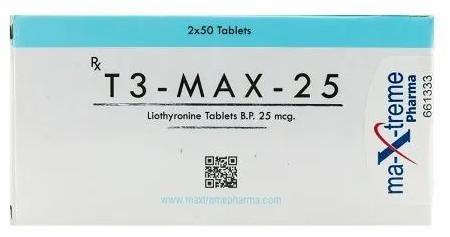T3 Max 25 Liothyronine Tablet, Packaging Type : Box