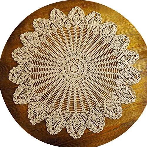Handmade Crochet Tablecloth, Color : White