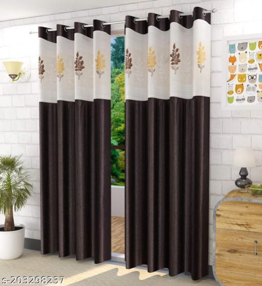 Coffee Net Patch Curtains, Width : 4 Feet
