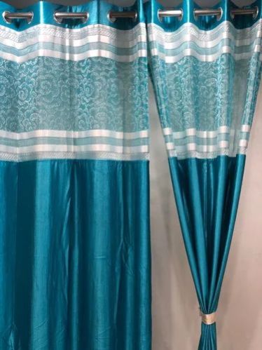 Sky Blue Net Patch Curtains, Size : 4 Feet