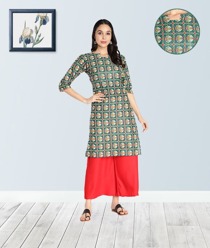 Cotton Bandhani Printed Straight Women Kurti