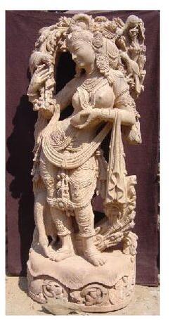 Red Stone Decorative Apsara Sculpture, Size : 9 Inches