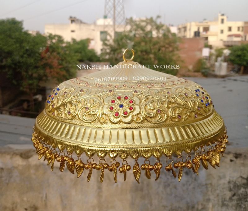 Nhw Copper Golden Chatra, For Temple, Outer Diameter : 10-15 Inchs