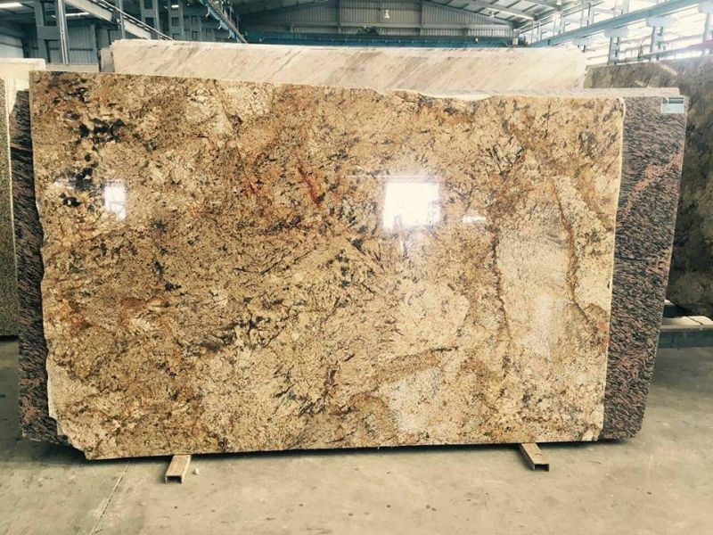 Polished Alaska Gold Granite Slabs, for Countertops, Kitchen Top, Staircase, Walls Flooring, Feature : Good Looking
