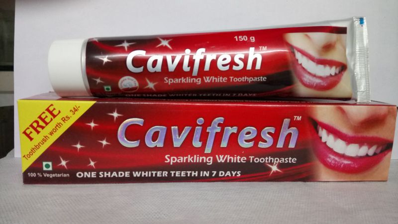 Cavifresh Sparkling White Toothpaste, for Teeth Cleaning, Packaging Size : 50g, 80g, 100g, 125g, 150g