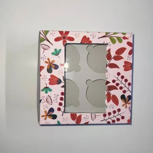 Printed Paper Cupcake Box, Shape : Square