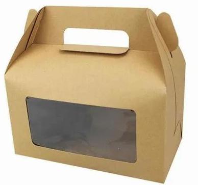 Square Kraft Window Cupcake Box, Color : Brown