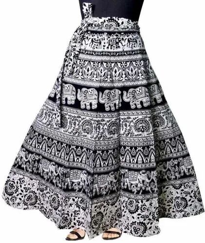 Printed Jaipuri Skirt, Length : Long