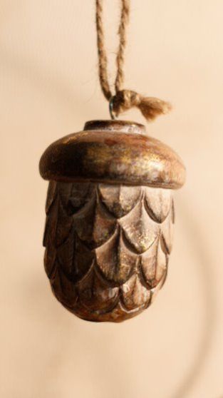 Wooden Small Hanging Acorn Christmas Ornament