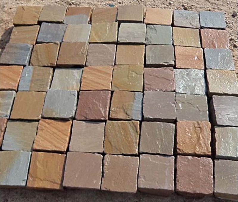 Multi Color Cobblestones, For Landscaping, Shape : Sqaure