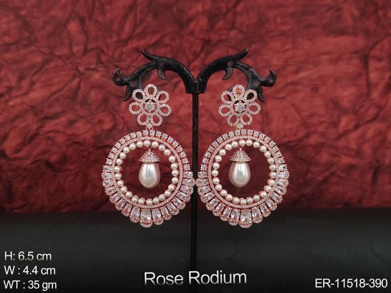 Natural rose rhodium earring, for Gifting
