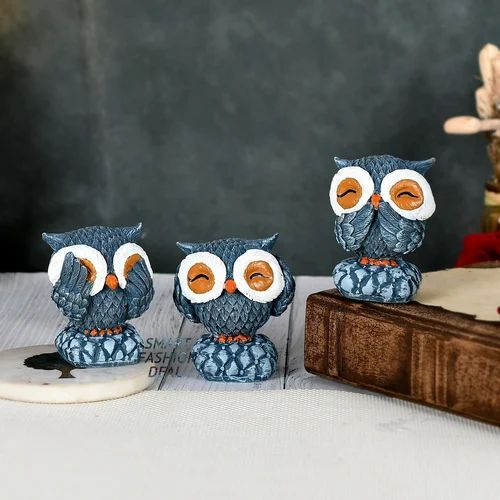 Polyresin Owl Statue Set, for Hotel, House, Color : Multi