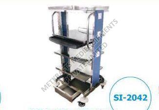 Rectangular Metal Polished Hospital Monitor Trolley, Feature : Durable, Fine Finishing, High Quality