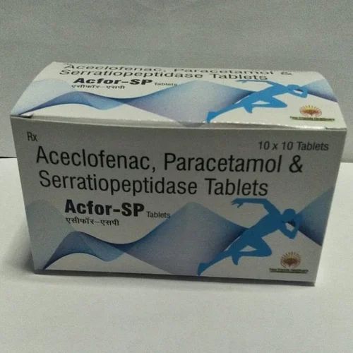 Aceclofenac Paracetamol Serratiopeptidase Tablet, Packaging Type : Box