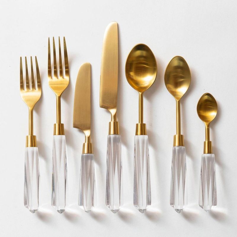 Gemma lucite gold cutlery set, Purity : 18 Crt