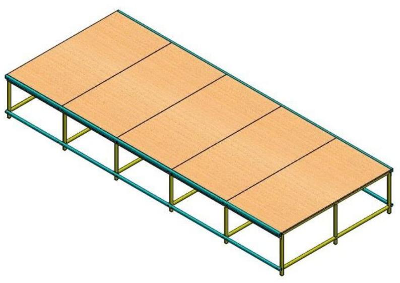 Brown Rectangular Polished Metal Fabric Cutting Table