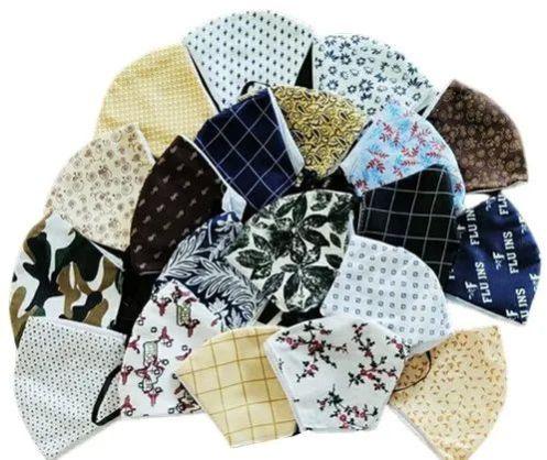 Cotton Cloth Face Mask, for Protects From Dirt, Pollution, Pattern : Printed, Plain