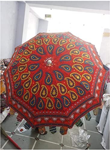 Marusthali Printed Cotton Jaipuri Garden Umbrella, Size : Standard