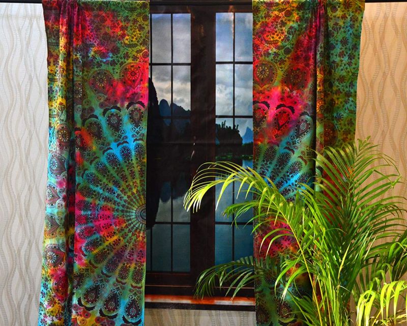 Marusthali Cotton Printed Mandala Window Curtain, Technics : Machine Made